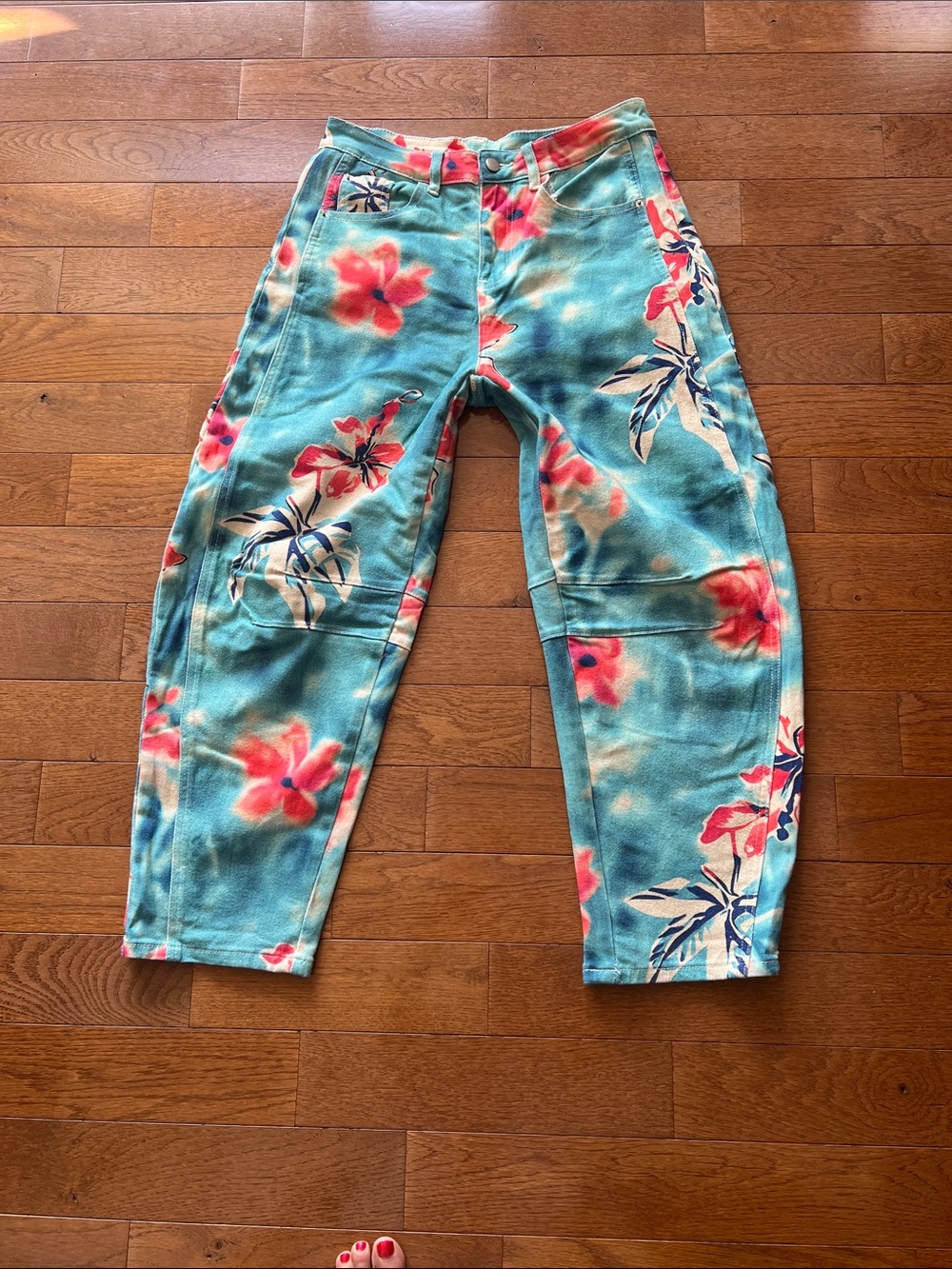 💙WOMENS BARREL LEG JEAN-TIE DYE PRINT-M💙 - Picture 2 of 16